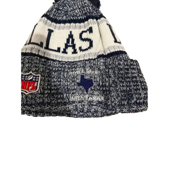 Dallas Cowboys Football Team New Era NFL Cuff Pom Hat Beanie Blue Gray - Picture 3 of 5